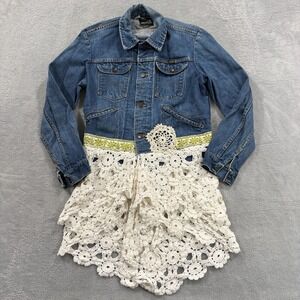 VTG Maverick Jacket Women's‎ 38 Denim Crochet 70s Rare USA Made Cowgirl Boho